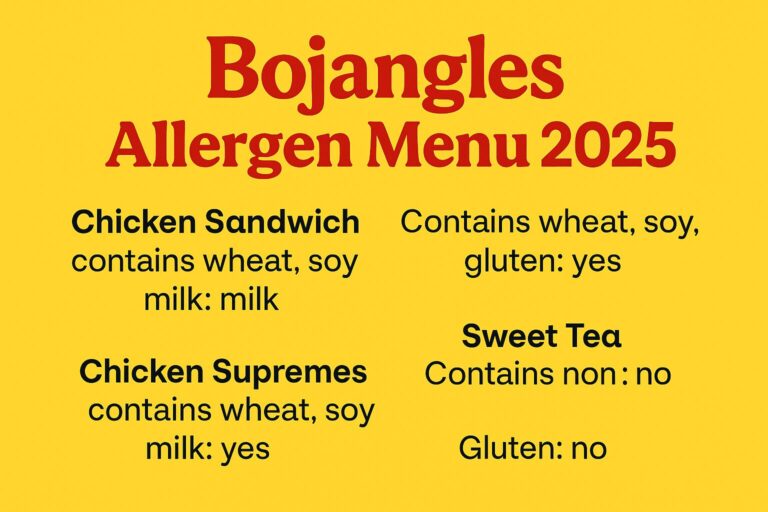 Bojangles Allergen Menu 2025