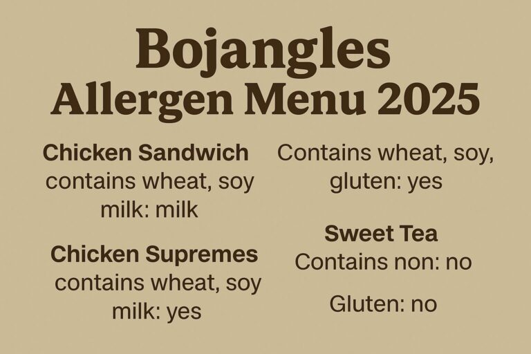 Bojangles Allergen Menu 2025